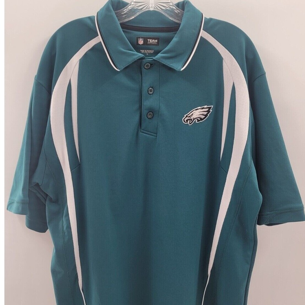 NFL Philadelphia Eagles Mens Polo Size L E-System, Polyester. Short Sleeve Green